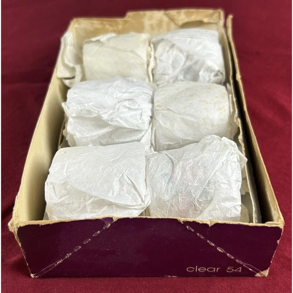 Vtg (6) Pyrex Compatibles Clear Glass 54 Napkin Rings Rose Pattern Original